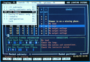 ADB Eurodim 2 Diagnostics screen display